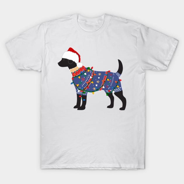 Black Lab Ugly Christmas Sweater T-Shirt by emrdesigns